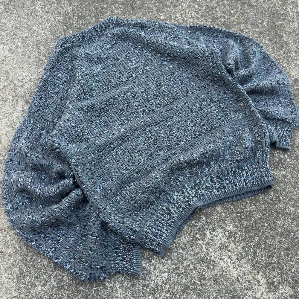 Vintage 80s London Fog Speckled Knit Crewneck Sweater Gray Mens Medium B4
